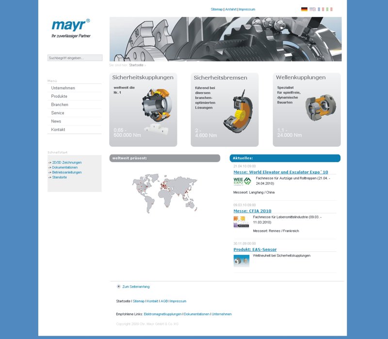 mayr® Power Transmission的网站全新改版面世